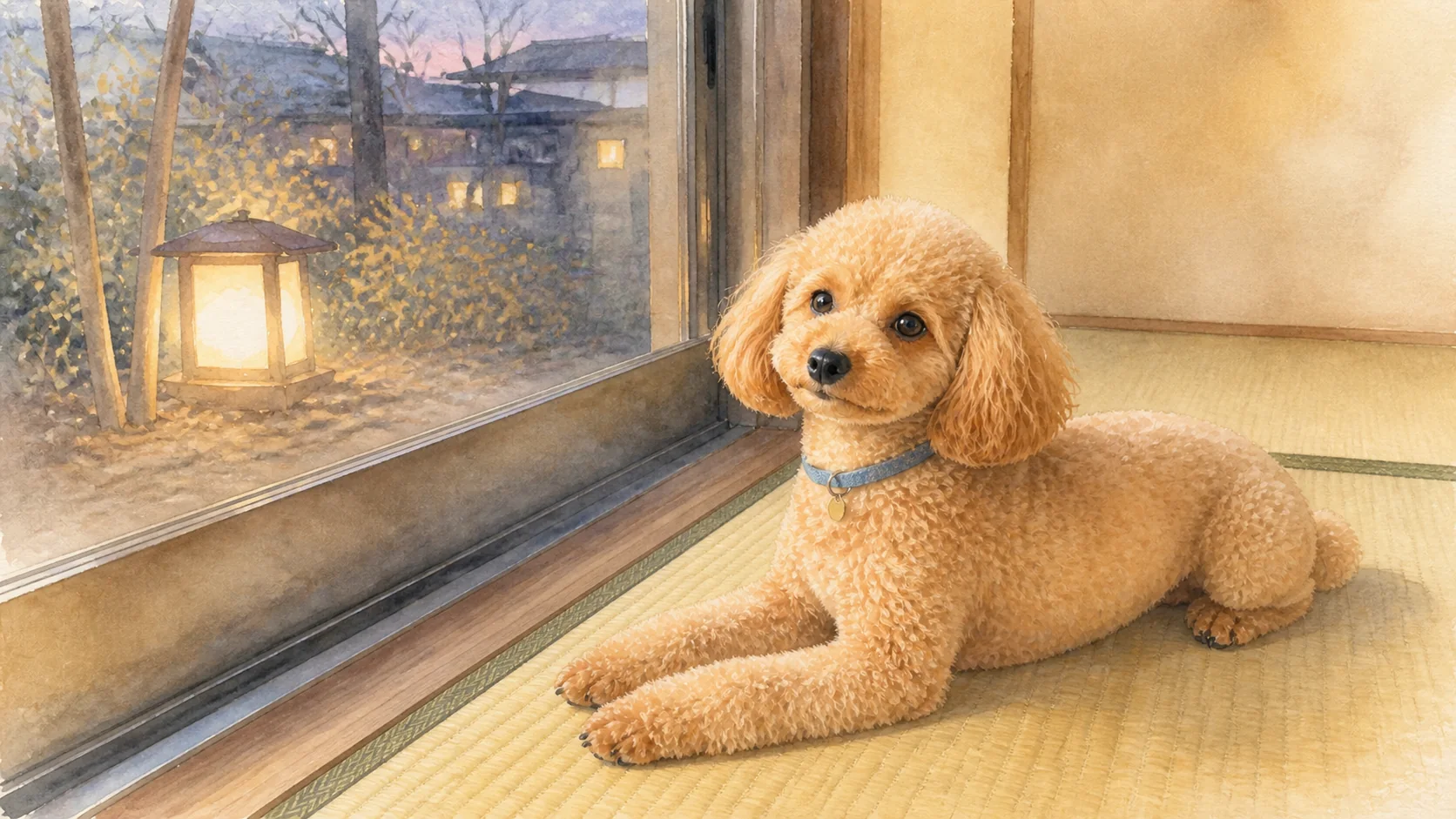 動く絵本「灯りを眺める夕べ」の完成ページ